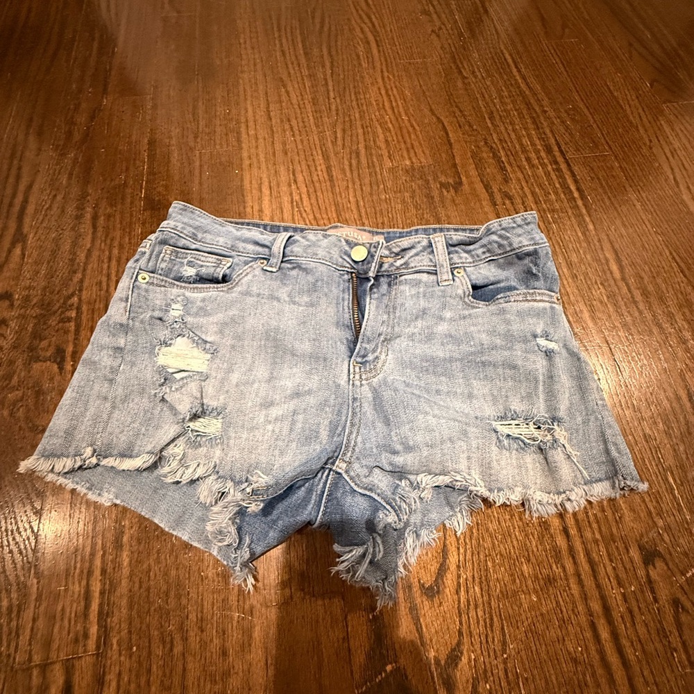 Just USA Light Blue Distressed Denim Shorts